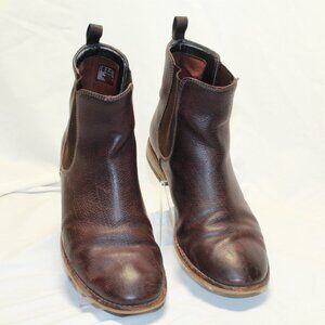 Clarks Size Women 10 M Brown Pebbled Leather Chelsea Flat Block Heel Ankle Boots